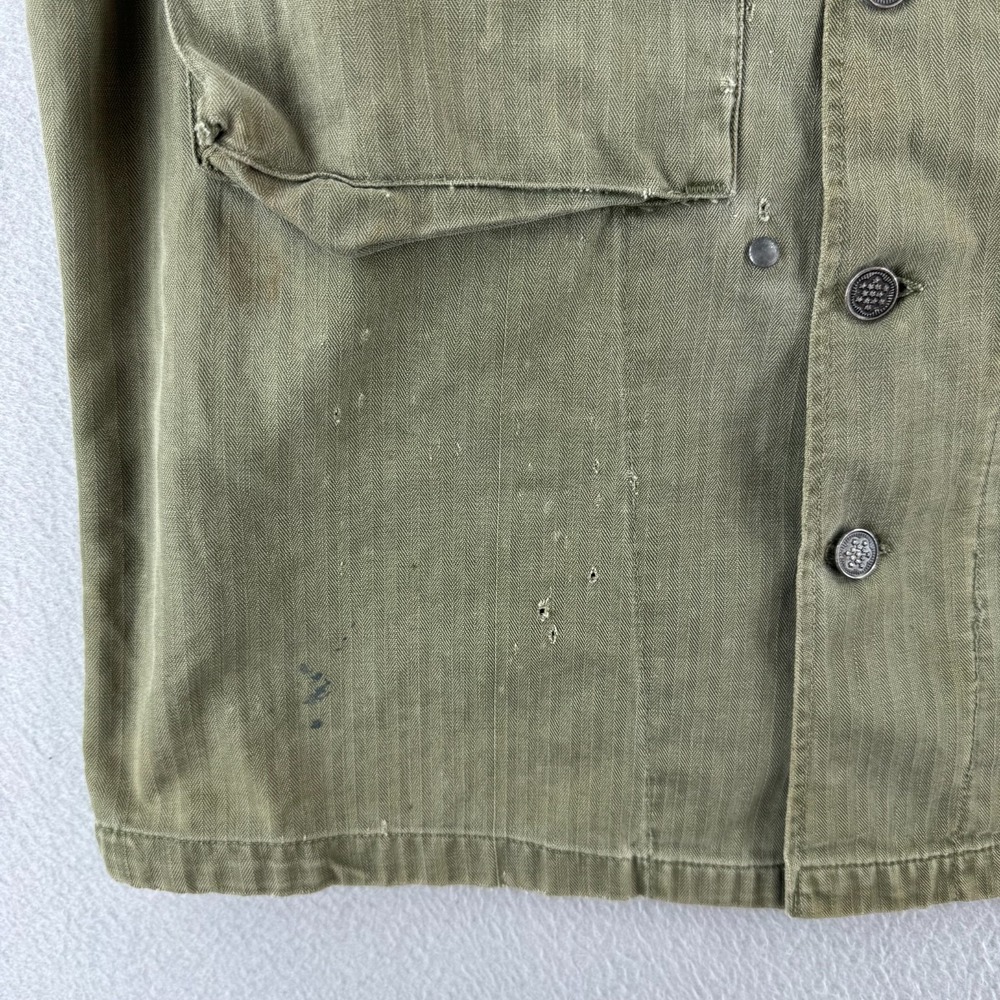 40s HBT Jacket Coat Mens Fits Medium 22x29" M-43 WWII Green 13 Star Buttons - Picture 7 of 16